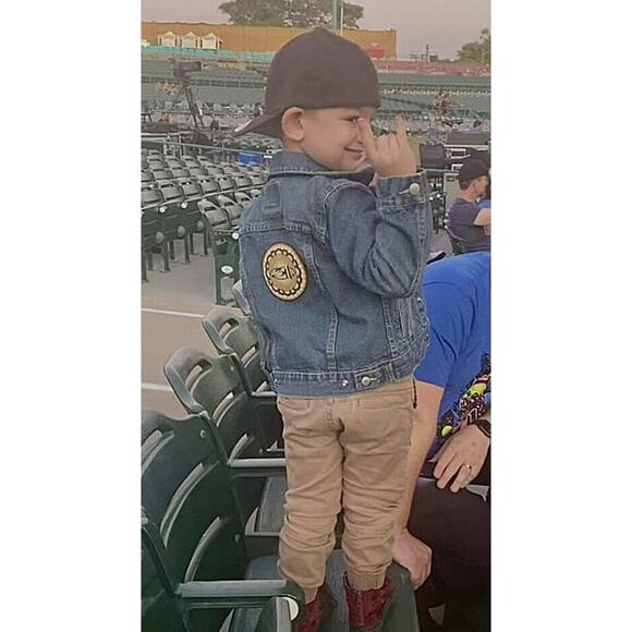 Embroidered 311 Band Logo Levi’s Blue Denim Jean Trucker Jacket Kids Size 5 - Picture 2 of 11